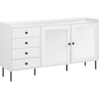 Beliani Beliani - Credenza contenitore 4 cassetti 2 ante metallo bianco Alcova