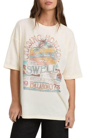 Billabong The Sun Rises Oversize Cotton Graphic T-Shirt in White Cap at Nordstrom, Size X-Large