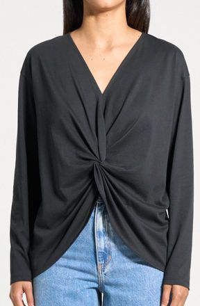 Theory Relax Twist Long Sleeve Top In Black