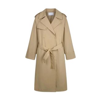 Frankie Shop Trench Coats, female, Brown, Size: S Riva Cotton Trench Coat