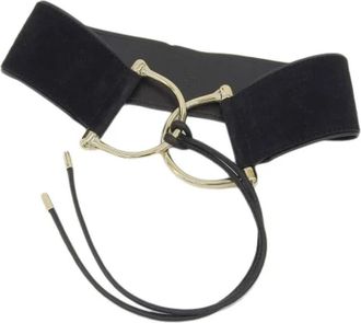 Gucci Pre-owned Belts, female, Black, Size: ONE SIZE Pre-owned Suede Wide Belt Black Gold XS