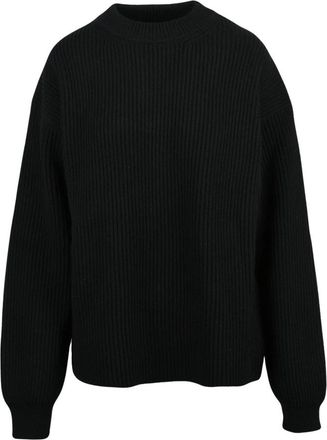 Jil Sander Ronde hals gebreid - Dames - Ronde hals truien - Zwart - S - Wol - Truien & Vesten