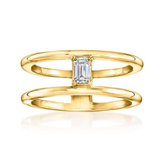 RS Pure by Ross-Simons Emerald-Cut Lab-Grown Diamond Open-Space Ring in 18kt Gold Over Sterling
