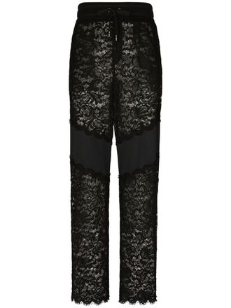 Dolce & Gabbana cordonetto-lace track pants - Black