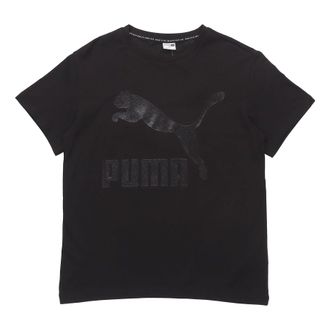 Puma (WMNS) PUMA Classic Logo Printing Round Neck Short Sleeve Black 530005-51