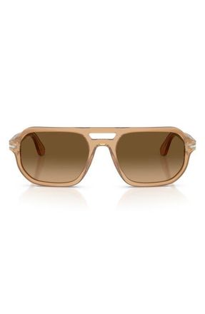 Persol Guido 56mm Gradient Polarized Pillow Sunglasses in Opal Beige /Gradient Brown at Nordstrom
