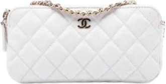 Chanel Pre-owned Quilted Caviar Leather Crossbody - Dames - Vintage Schoudertas - Wit - ONE Size - Leer - Vintage