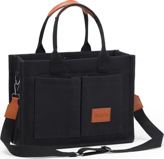 Generic Tote Bag for Women Canvas Crossbody Shoulder Handbag Work Laptop Purse Messenger Hobo Satchel with Multi-pocket