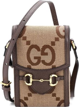 Gucci Horsebit 1955 Jumbo GG Canvas Mini crossbody bag - Marrone