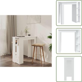vidaXL The Living Store Tavolino da Bar con Ripiani Bianco 102x50x103,5cm in Truciolato - Ripiani