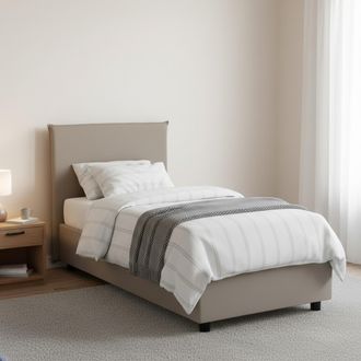 Dmora Talamo Italia - Cama Individual Christine, Cama Contenedor Con Tapizado En Ecopiel, 100% Made In Italy, Apertura Frontal, Adecuado Para Colch&oacute;n Cm 90x