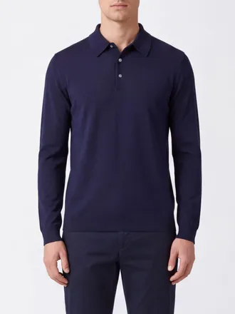 Kiton Polo in maglia di cotone a maniche lunghe con tre bottoni