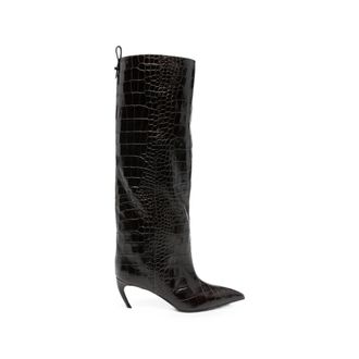 The Attico Lea Croc-effect Pointed-toe Knee-high Boots