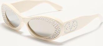 Valentino Occhiale Narrow Oval In Acetato Donna AVORIO/SILVER 57