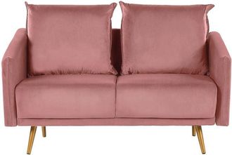 Beliani Beliani - Sofá tapizado en terciopelo rosa 2 plazas respaldo acolchado asiento metal patas doradas retro glam Maura