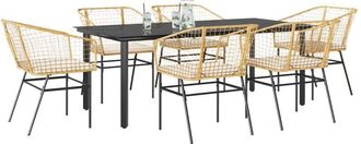 vidaXL Juego De Comedor De Jard&iacute;n 7 Pzas Con Cojines Rat&aacute;n Pe Marr&oacute;n Vidaxl