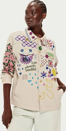 Me369 Briann Embroidered Denim Jacket In Markers