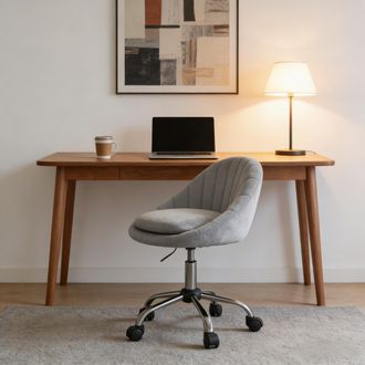 STILVORA Stilvora Sedia Da Ufficio Ergonomica Regolabile Con Cuscino A Doppio Strato E Ruote, In Velluto, Grigio Chiaro