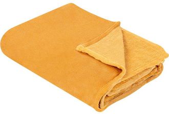 Beliani Manta Naranja 200 X 220 Cm Poli&eacute;ster Colcha Cubrecama Suave Moderno Bayburt