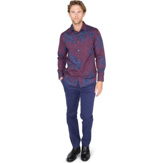 Lords of Harlech Nigel Button-Up Shirt in Montgat Paisley Plum at Nordstrom, Size Medium