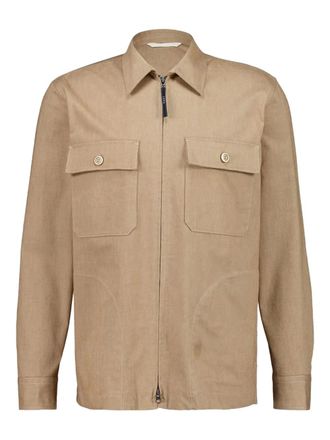 120% Lino zip-up cotton overshirt - men - Cotton/Spandex/Elastane - M - Neutrals
