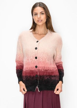 YAL New York Blush to Black Gradient Cardigan