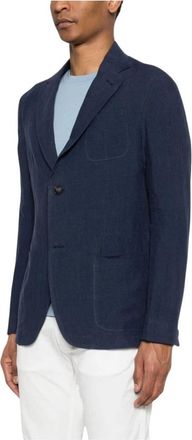 Emporio Armani Linnen Blazer - Heren - Blazers - Blauw - 2XL - Linnen - Jassen