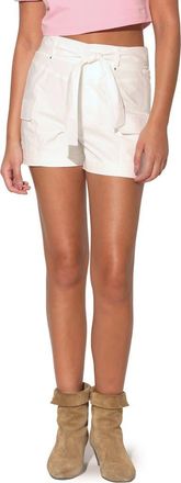 Walter Baker Marcos Tie Waist Cotton Cargo Shorts in White at Nordstrom Rack, Size 12