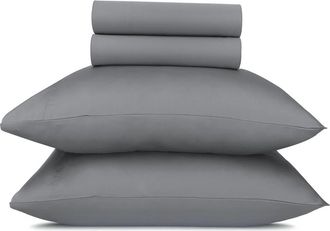 California Design Den Signature Comfort 100% Egyptian Cotton Soft Sateen Sheet Set in Ultimate Grey at Nordstrom, Size California King
