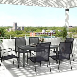 OUTSUNNY Extending Garden Table with Slatted Top, 160/220 x 90 x 73 cm, Grey | Size: 160/220 x 90 x 73 cm