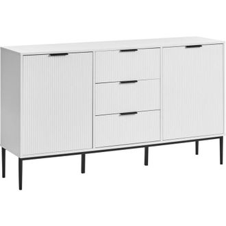 Beliani Credenza moderna Soggiorno Camera da letto Mobile 2 ante MDF Gambe in metallo Bianco Leduc