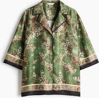 H&M Bedruckte Freizeitbluse - Gr&uuml;n/Leoparden