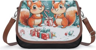 Generic Christmas Squirrel Crossbody Bags for Women Shoulder Messenger Bag Purse Handbags
