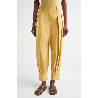 Michael Kors Cuffed Silk Gabardine Carrot Pants in Palomino at Nordstrom, Size 10