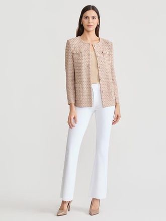 Misook Heritage Tonal Tweed Knit Jacket in Biscotti/white/charmeuse at Nordstrom, Size Xx-Large
