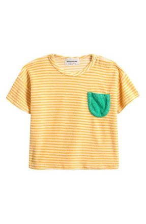 Bobo Choses Yellow Stripes Terry Cloth T-Shirt at Nordstrom, Size 24M