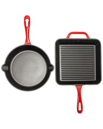 Berghoff Berghoff 2Pc Enamel On Cast Iron Set Red