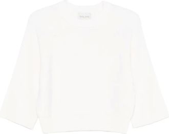 Forte_Forte Top a coste a maniche corte - Toni neutri