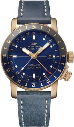 Glycine Mens Airman Contemporary Bronze GMT 44mm Automatic Watch