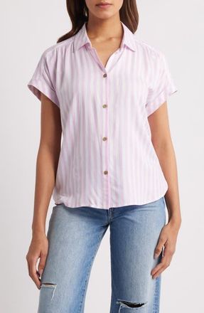 Beach Lunch Lounge Darby Short Sleeve Button-Up Shirt in Pastel Lavender at Nordstrom, Size X-Small