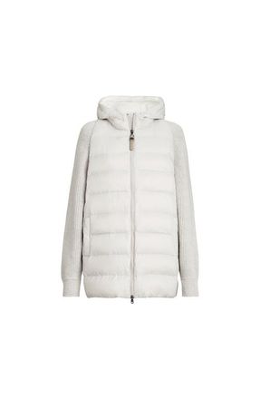 Brunello Cucinelli Nylon hooded down jacket in Light Grey at Nordstrom, Size 36 It