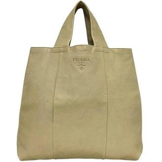 Prada Vintage, unisex, Beige, ONE Size, Leer, Pre-owned Vintage Tote Bag