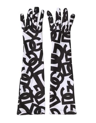 Dolce & Gabbana DG Logo Elbow-Length Mittens Gloves - Black