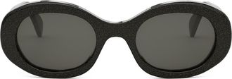 Celine Triomphe 52mm Oval Sunglasses in Black/Crystal /Smoke at Nordstrom
