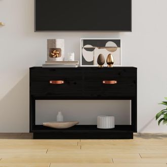 vidaXL Vidaxl - Mueble De Tv Madera Maciza De Pino Negro 90x40x60 Cm
