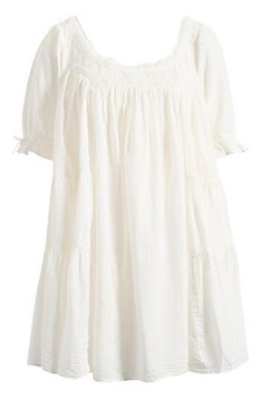 Free People Sandy Shores Cotton Babydoll Minidress in Ivory at Nordstrom Rack, Size Medium