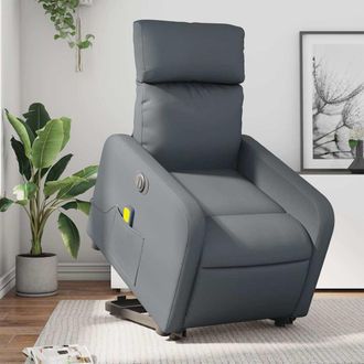 vidaXL Vidaxl - Sill&oacute;n De Masaje Elevable El&eacute;ctrico Cuero Sint&eacute;tico Gris