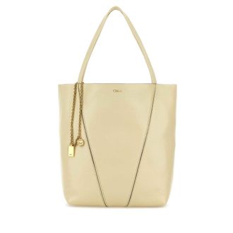 Chlo&eacute; Pastel Yellow Leather Spin Shopping Bag