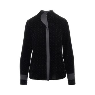 Emporio Armani Fluwelen overhemd met lurex stippen - Dames - Blouses & Shirts - Zwart - Maat: M Zijde
