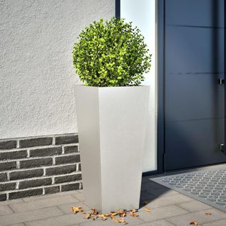 Berkfield Home Garden Planter 35x35x75 cm Stainless Steel in Black | Size: 35 x 35 x 75 cm